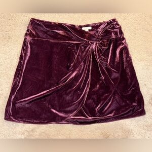 Loft Velour Burgundy Mini Skirt